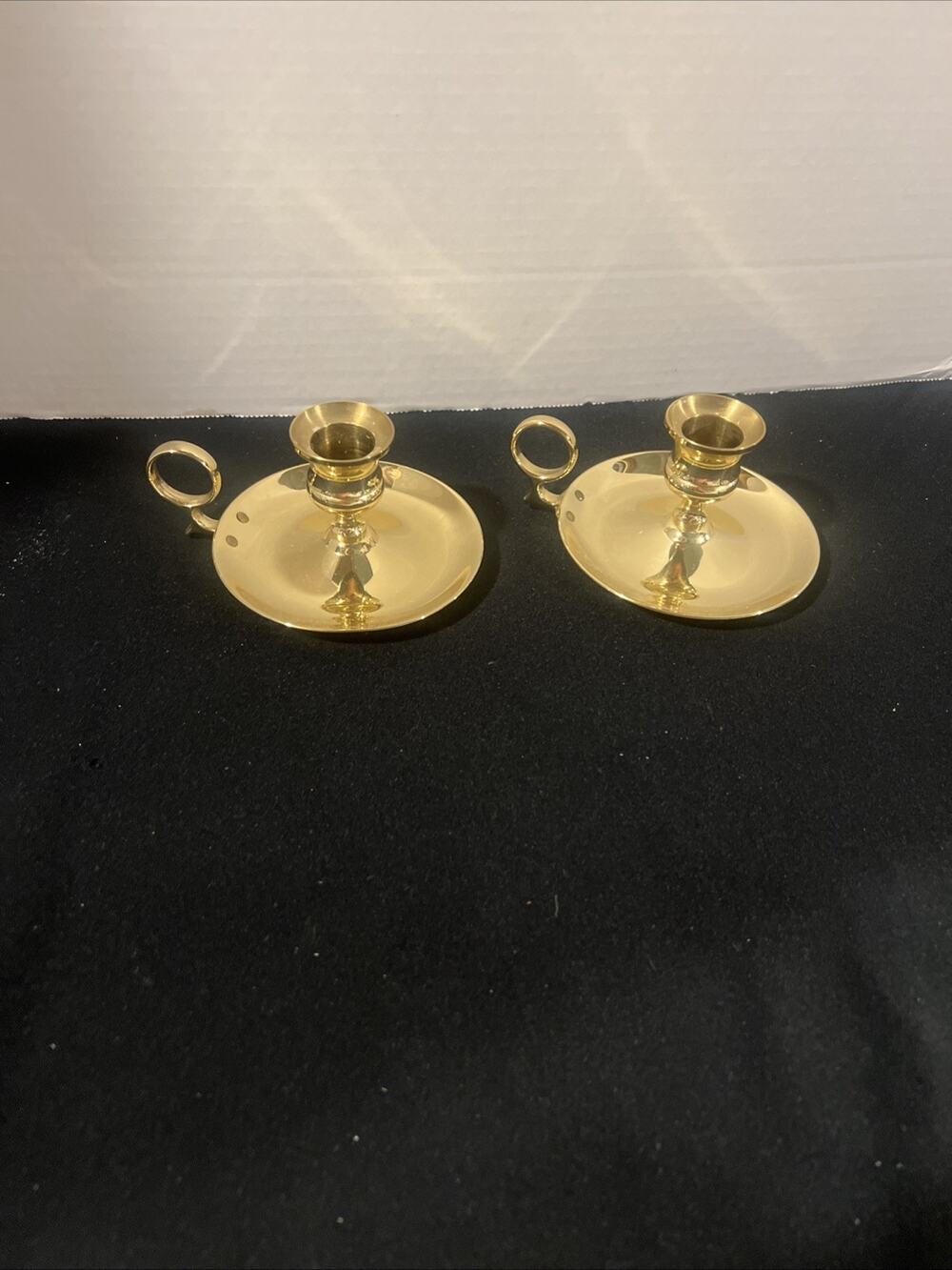 Baldwin Solid Brass Chamberstick Candlestick Candle Holders Pair Vintage Finger